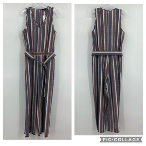 Drew NWT Cotton Jumpsuit Striped Blue Gold Red Size M